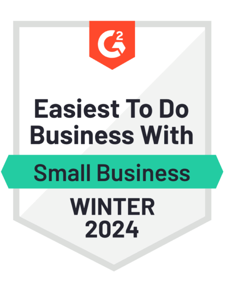 Graphic with the text 'Easiest To Do Business With Small Business WINTER 2024.'