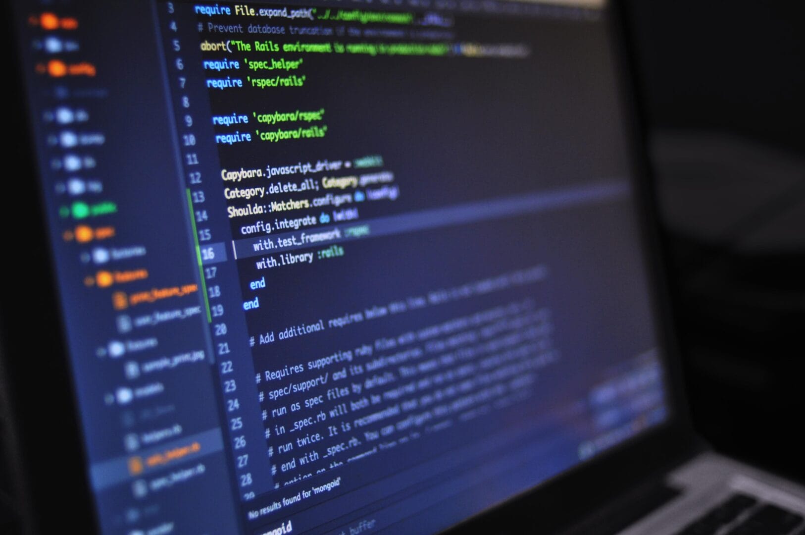 Close-up of code displayed on a computer screen.